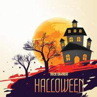 halloween festival achtergrond met huis en bomen vector