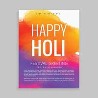 gelukkig holi poster met kleurrijk inkt vector