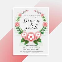 mooi bloemen bruiloft kaart uitnodiging ontwerp vector