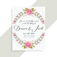 bloemen bruiloft uitnodiging kaart elegant sjabloon vector