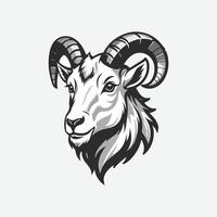 mascotte logo berg geit, schets zwart kleur in wit achtergrond vector