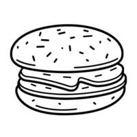 knapperig schets icoon van een hamburger in , perfect voor snel voedsel of restaurant ontwerpen. vector