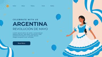 vlak 25 de mayo viering Argentinië landen bladzijde sjabloon vector