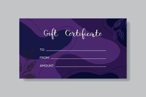 geschenk certificaat. sjabloon in modern stijl voor salon, galerij, spa, op te slaan. vector