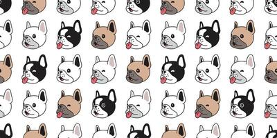 hond naadloos patroon Frans bulldog glimlach hoofd voetafdruk poot tekenfilm herhaling behang tegel achtergrond sjaal geïsoleerd illustratie tekening ontwerp vector