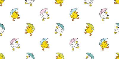 eend naadloos patroon paraplu kip vogel huisdier sjaal geïsoleerd tekenfilm dier tegel behang herhaling achtergrond illustratie tekening ontwerp vector