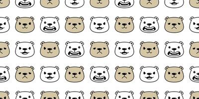 beer naadloos patroon polair beer gezicht hoofd emoties tekenfilm tekening tegel behang herhaling achtergrond illustratie ontwerp vector