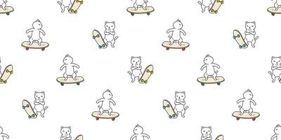 kat naadloos patroon katje skateboard surfboard calico sport huisdier ras tekenfilm sjaal geïsoleerd herhaling achtergrond dier tekening tegel behang illustratie ontwerp vector
