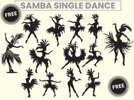 traditioneel samba single dans prestatie silhouet, klem kunst vector