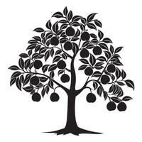 een Peer boom fabriek illustratie in zwart en wit vector