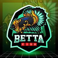 betta vis mascotte. esport logo ontwerp vector