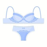 vrouwen blauwe elegante retro lingerie panty en beha. mode-concept. vector