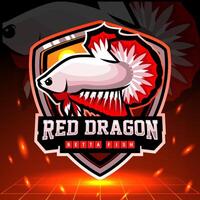 rood draak betta vis mascotte. esport logo ontwerp vector