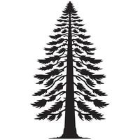 een sequoia boom met takken illustratie in zwart en wit vector
