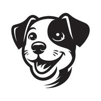 een geamuseerd jack Russell terriër hond gezicht illustratie in zwart en wit vector