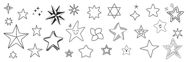 verzameling van schets sterren in tekening stijl. hand- getrokken kunst. vector