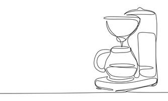 druppelen koffie maker een lijn continu. lijn kunst druppelen koffie maker. hand- getrokken kunst. vector