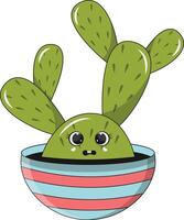 illustratie van kawaii ingemaakt cactus. tekenfilm karakter Aan wit achtergrond. vector