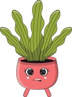 illustratie van kawaii ingemaakt cactus. tekenfilm karakter Aan wit achtergrond. vector