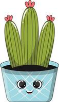 illustratie van kawaii ingemaakt cactus. tekenfilm karakter Aan wit achtergrond. vector