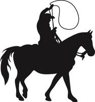 cowboy figuur silhouet met lasso en paard. illustratie icoon vector