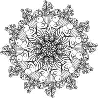 mandala met tekening kippen en fantasie bloemen, meditatief kleur bladzijde voor Pasen werkzaamheid vector