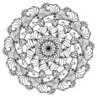 overladen mandala met een kip in een ei en bloemen, meditatief kleur bladzijde voor creativiteit vector