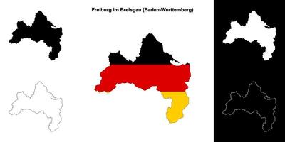 Freiburg im breisgau, baden-württenberg blanco schets kaart reeks vector