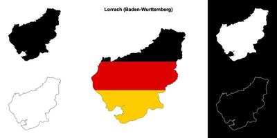 Lorrach, baden-württenberg blanco schets kaart reeks vector