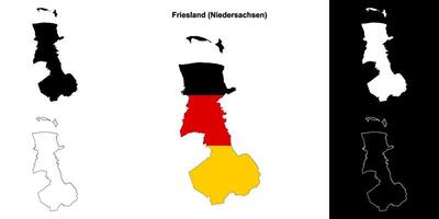 friesland, niedersachsen blanco schets kaart reeks vector