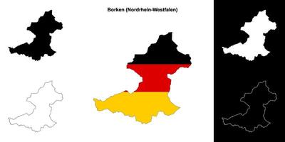 Geboren, Noordrijn-Westfalen blanco schets kaart reeks vector