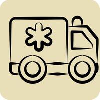icoon ambulance. verwant naar noodgeval symbool. hand- getrokken stijl. gemakkelijk ontwerp illustratie vector