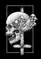illustratie hand- getrokken eng schedel paddestoel mooi zo voor t overhemd en handelswaar - eps 10 vector