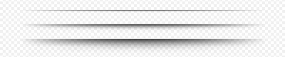 verzameling van papier schaduw Effecten. horizontaal verdeler lijn. notitieboekje werkblad, boek bladzijde, kaart, folder, banier, poster met zacht wazig randen vector