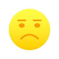 geel emoji gezicht met van streek emotie, hangend mond hoeken, neerslachtig Look, somberheid mimicry. ongelukkig, verdrietig, depressief emotie. emoticon icoon vector