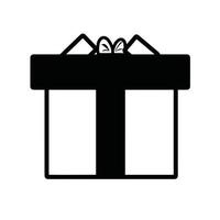 kerstcadeau doos zwart en wit pictogram vector