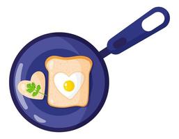 ontbijt in een koekenpan. omelet en toast. vector