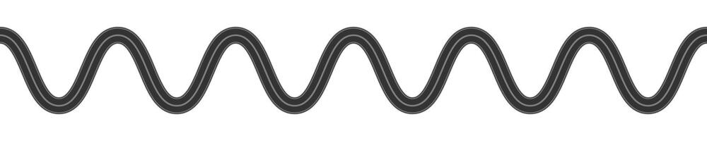 leeg serpentijn weg met markering. element van kronkelend rijweg geïsoleerd Aan wit achtergrond.top antenne visie. naadloos golvend snelweg sjabloon vector