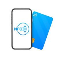 nfc technologie. contactloos draadloze betalen teken logo. voorraad illustratie vector