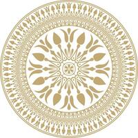 gouden klassiek Grieks ronde ornament. cirkel van oude Griekenland en de Romeins rijk. byzantijns schilderij van muren, vloeren en plafonds. decoratie van Europese paleizen. vector