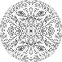 lineair contour ronde Turks ornament. poef cirkel, ring, kader. moslim patroon voor gebrandschilderd glas. vector