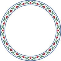 gekleurde ronde Turks ornament. eindeloos poef nationaal grens, kader, ring vector