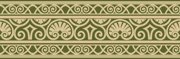 goud en groen naadloos klassiek Renaissance ornament. eindeloos Europese grens, opwekking stijl kader. vector
