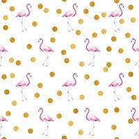 flamingo patroon ontwerp met goud dots vector