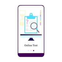 online test, examen, oefening, quiz, laatste test mobiele app onboarding scherm. menu vector banner sjabloon voor interface ux, ui gui scherm mobiele ontwikkeling. website ontwerp 3d isometrische illustratie.