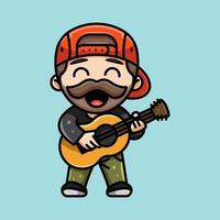 schattige gitarist voor karakter, sticker en illustratie. vector