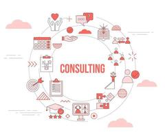 consulting concept met icon set sjabloon banner en cirkel ronde vorm vector