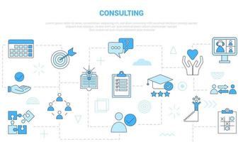 consulting concept met icon set sjabloon banner met moderne blauwe kleurstijl vector