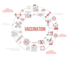 vaccinatie concept met icon set sjabloon banner en cirkel ronde vorm vector