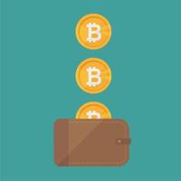 bruine portemonnee met bitcoin cash. concept voor zaken, print, websites vector